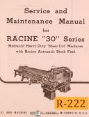 Racine-Racine 30 Series, Lathes Service Maintenance & Parts Manual 1947-30-30 Series-01